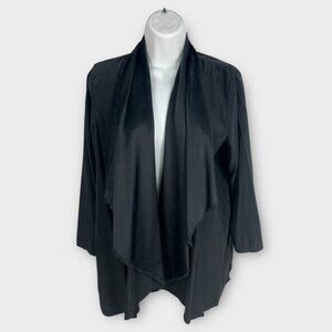 Citron Santa Monica Cardigan Medium Black Art to Wear Silk Blend Open